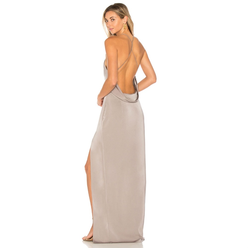 Lovers & Friends Grey Draped Back Gown